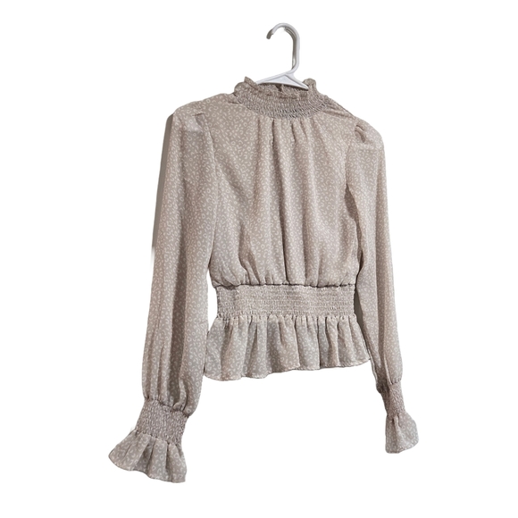 Chic Cream Long Sleeve Blouse - Picture 7 of 11